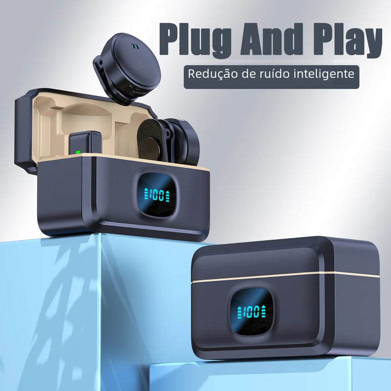 WIFIT Microfone Plug and Play com estojo de carregamento. Sem fio. Chip 2,4 G